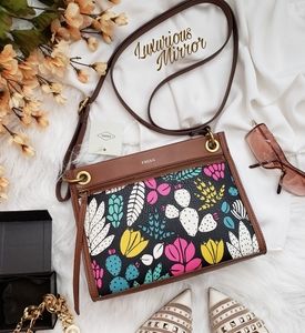 Fossil Violet Dark Floral Crossbody 